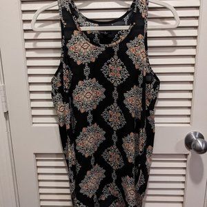Mossimo Tunic Style Top, Black Moroccan Medallion Pattern, Women's Size Small.
